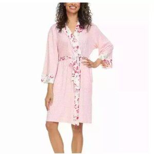 NEW Flora Nikrooz Floral Short Length Wrap Long Sleeve Tie Belt Bath Robe 10 12